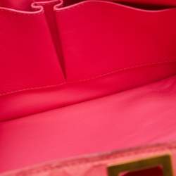 Celine Neon Pink Python Classic Box Flap Crossbody Bag