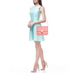 Celine Neon Pink Python Classic Box Flap Crossbody Bag