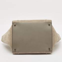 Pre Owned Celine Beige Croc Embossed Nubuck Leather Medium Phantom Luggage Tote