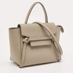 Pre Owned Celine Beige Leather Nano Belt Top Handle Bag