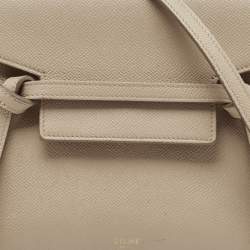 Pre Owned Celine Beige Leather Nano Belt Top Handle Bag
