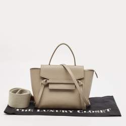 Pre Owned Celine Beige Leather Nano Belt Top Handle Bag