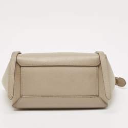Pre Owned Celine Beige Leather Nano Belt Top Handle Bag