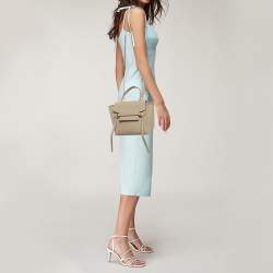 Pre Owned Celine Beige Leather Nano Belt Top Handle Bag