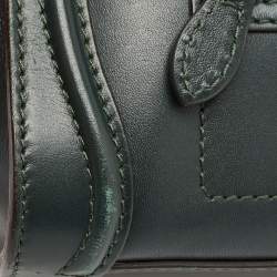Pre Owned Celine Dark Green Leather Nano Luggage Tote