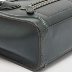 Pre Owned Celine Dark Green Leather Nano Luggage Tote