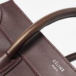 Pre Owned Celine Burgundy Leather Mini Luggage Tote