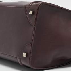 Pre Owned Celine Burgundy Leather Mini Luggage Tote