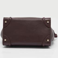Pre Owned Celine Burgundy Leather Mini Luggage Tote
