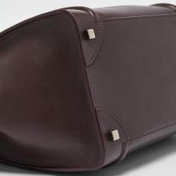 Pre Owned Celine Burgundy Leather Mini Luggage Tote