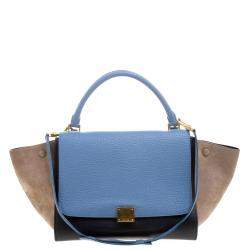 Pre Owned Celine Tri Color Leather Medium Trapeze Bag