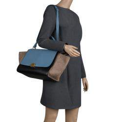 Pre Owned Celine Tri Color Leather Medium Trapeze Bag