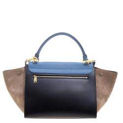 Pre Owned Celine Tri Color Leather Medium Trapeze Bag