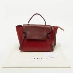 Celine Red/Brown Leather Mini Belt Top Handle Bag