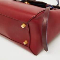 Celine Red/Brown Leather Mini Belt Top Handle Bag
