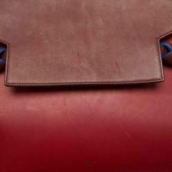 Celine Red/Brown Leather Mini Belt Top Handle Bag