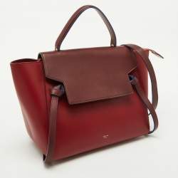 Celine Red/Brown Leather Mini Belt Top Handle Bag