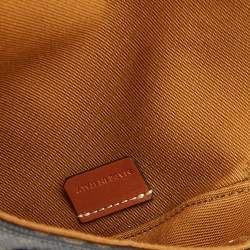Celine Dark Brown Coated Canvas and Leather Triomphe Triangle Crossbody Bag