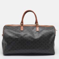 Celine Brown Triomphe Coated Canvas Large Voyage Duffle Bag