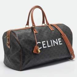 Celine Brown Triomphe Coated Canvas Large Voyage Duffle Bag
