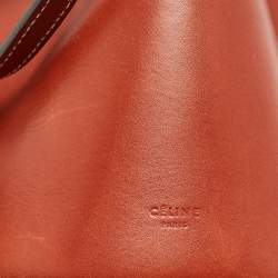 Pre Owned Celine Brown Leather Mini Pinched Bucket Bag