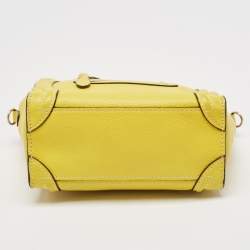 Pre Owned Celine Yellow Leather Nano Luggage Tote