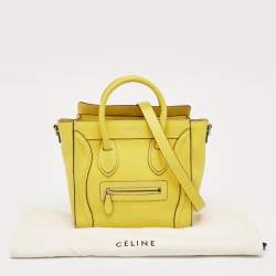 Pre Owned Celine Yellow Leather Nano Luggage Tote