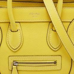 Pre Owned Celine Yellow Leather Nano Luggage Tote