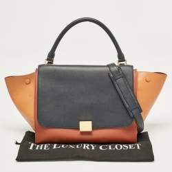 Celine Tricolor Leather Medium Trapeze Top Handle Bag