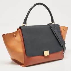 Celine Tricolor Leather Medium Trapeze Top Handle Bag