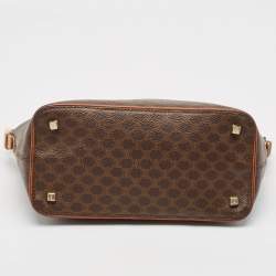 Pre Owned Celine Dark Brown Macadam Coated Canvas and Leather Pochette Bag