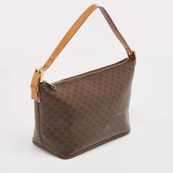Pre Owned Celine Dark Brown Macadam Coated Canvas and Leather Pochette Bag