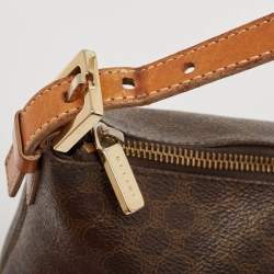 Pre Owned Celine Dark Brown Macadam Coated Canvas and Leather Pochette Bag