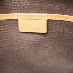 Pre Owned Celine Dark Brown Macadam Coated Canvas and Leather Pochette Bag