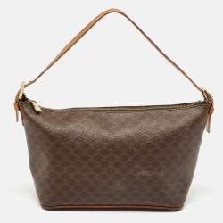 Pre Owned Celine Dark Brown Macadam Coated Canvas and Leather Pochette Bag