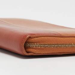 Celine Brown/Tan Leather Colorblock Zip Continental Wallet