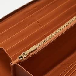 Celine Brown/Tan Leather Colorblock Zip Continental Wallet