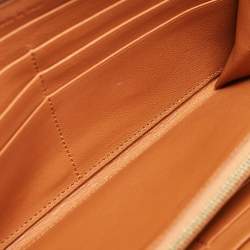 Celine Brown/Tan Leather Colorblock Zip Continental Wallet