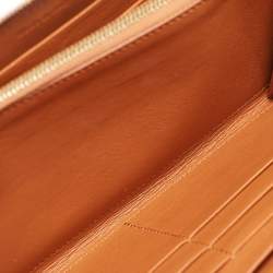 Celine Brown/Tan Leather Colorblock Zip Continental Wallet