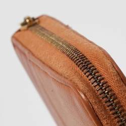 Celine Brown/Tan Leather Colorblock Zip Continental Wallet