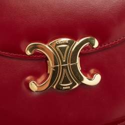 Pre Owned Celine Burgundy Leather Teen Besace Triomphe Crossbody Bag