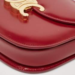 Pre Owned Celine Burgundy Leather Teen Besace Triomphe Crossbody Bag