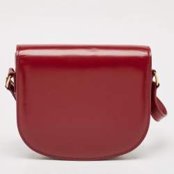 Pre Owned Celine Burgundy Leather Teen Besace Triomphe Crossbody Bag
