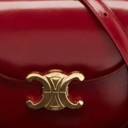 Pre Owned Celine Burgundy Leather Teen Besace Triomphe Crossbody Bag