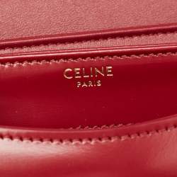 Pre Owned Celine Burgundy Leather Teen Besace Triomphe Crossbody Bag