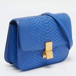 Celine Blue Python Medium Classic Box Shoulder Bag
