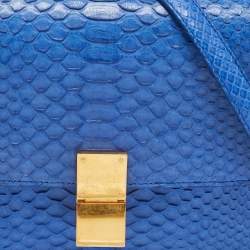 Celine Blue Python Medium Classic Box Shoulder Bag