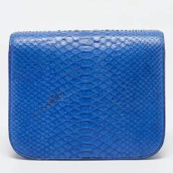 Celine Blue Python Medium Classic Box Shoulder Bag