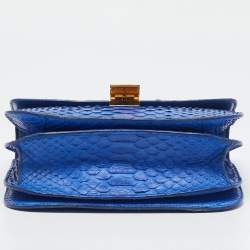 Celine Blue Python Medium Classic Box Shoulder Bag