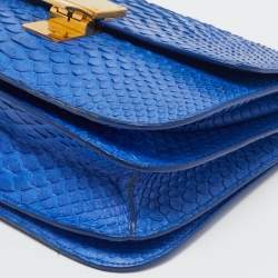 Celine Blue Python Medium Classic Box Shoulder Bag